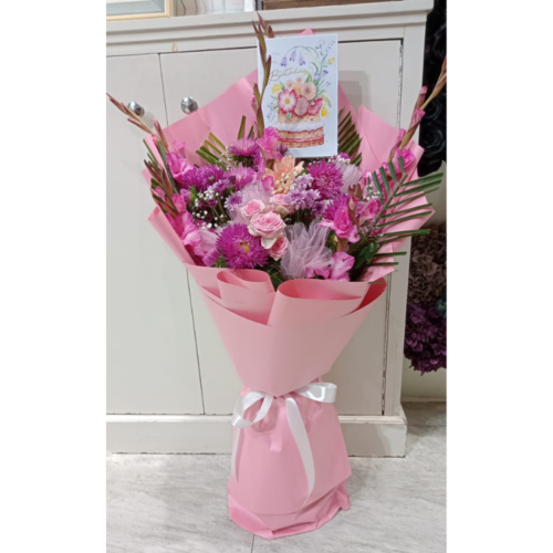 Flowers bouquet with card & delivery (Lahore Only)